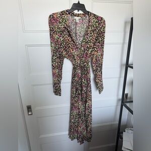 H&M Floral Long Sleeve Dress - Pink, Green, Black